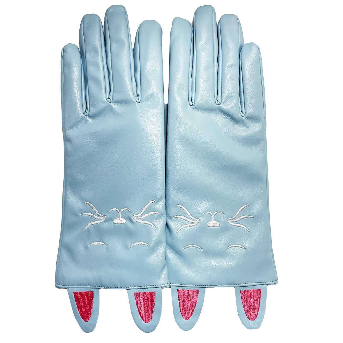 Collectif Women's Retro 50s Snowy Rabbit Gloves in Blue