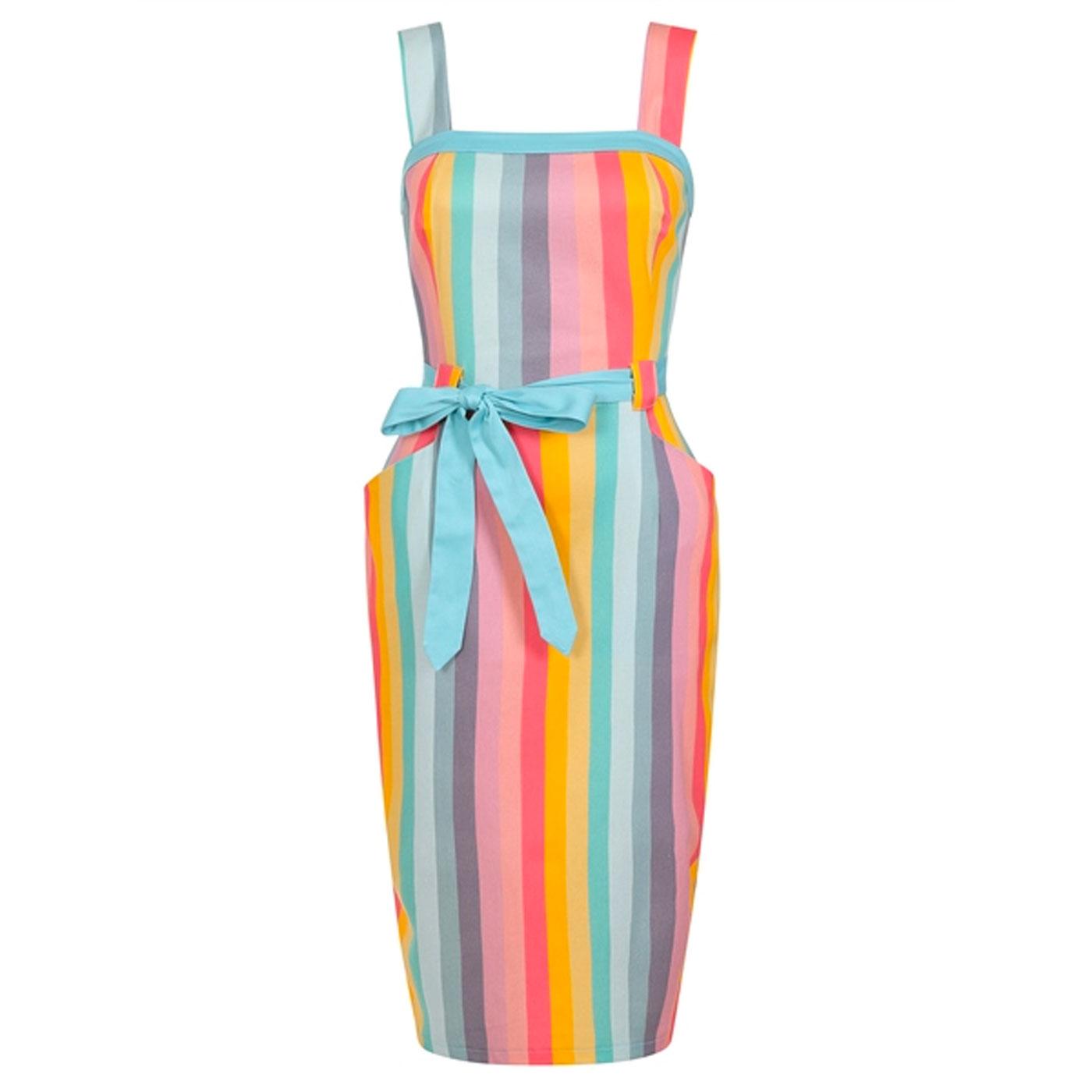 Tess COLLECTIF Retro Dreamy Rainbow Pencil Dress
