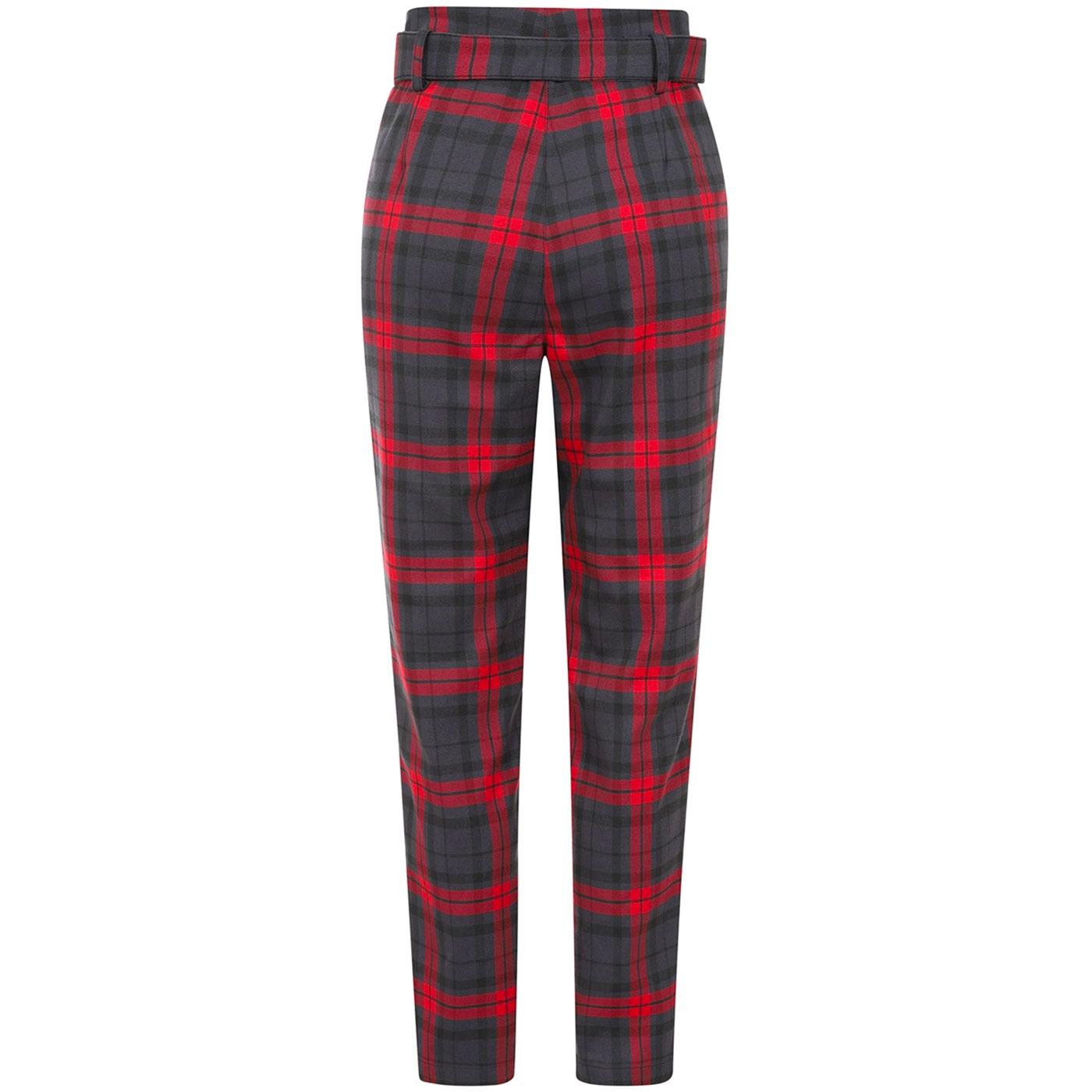 COLLECTIF Thea Retro 50s Smoky Check Cigarette Trousers