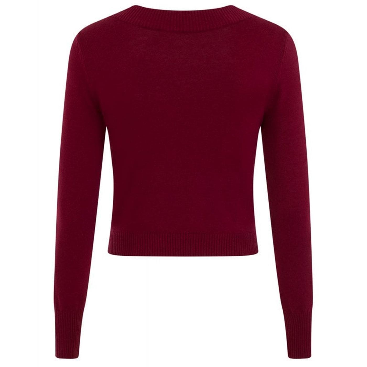 COLLECTIF Tracy Keyhole Retro Vintage 50s Jumper in Wine