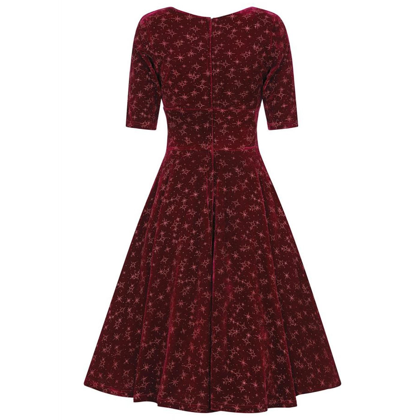 COLLECTIF Trixie Velvet Vintage 50s Doll Swing Dress Wine