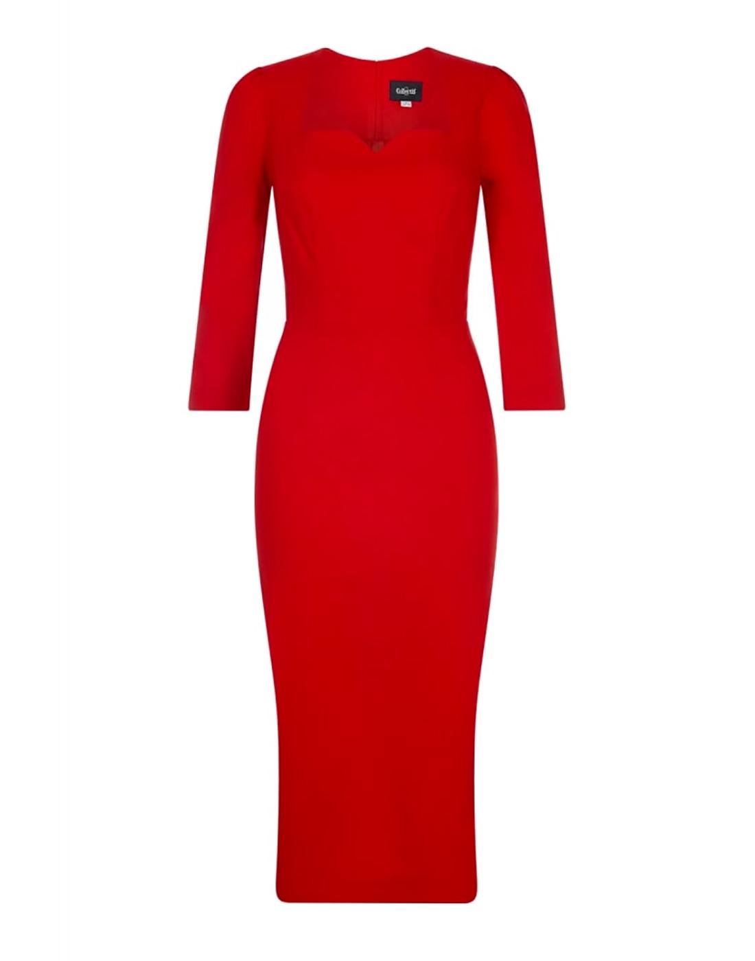Vanessa COLLECTIF Retro 50s Pencil Dress in Red