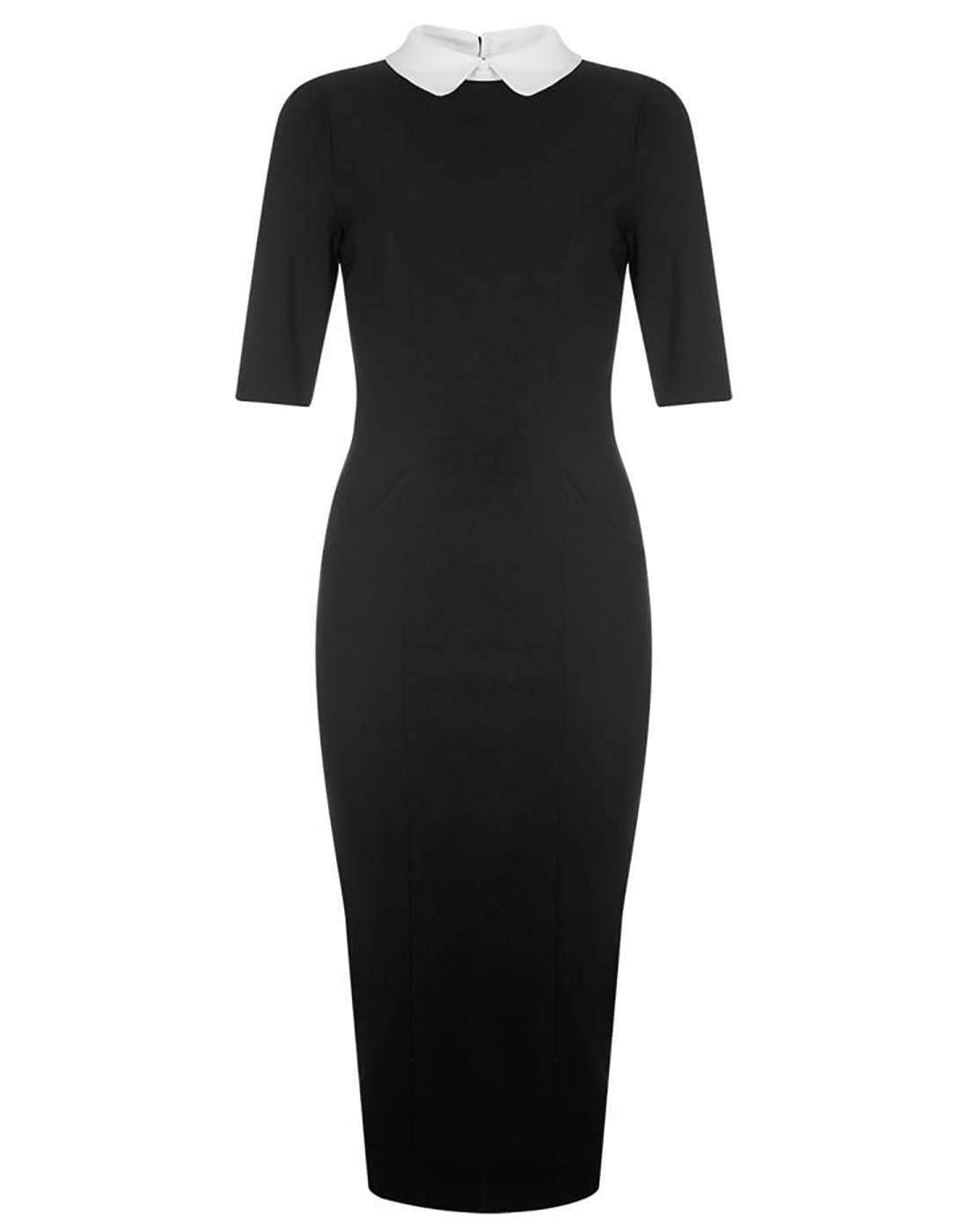 COLLECTIF Winona Retro Mod Pencil Dress in Black