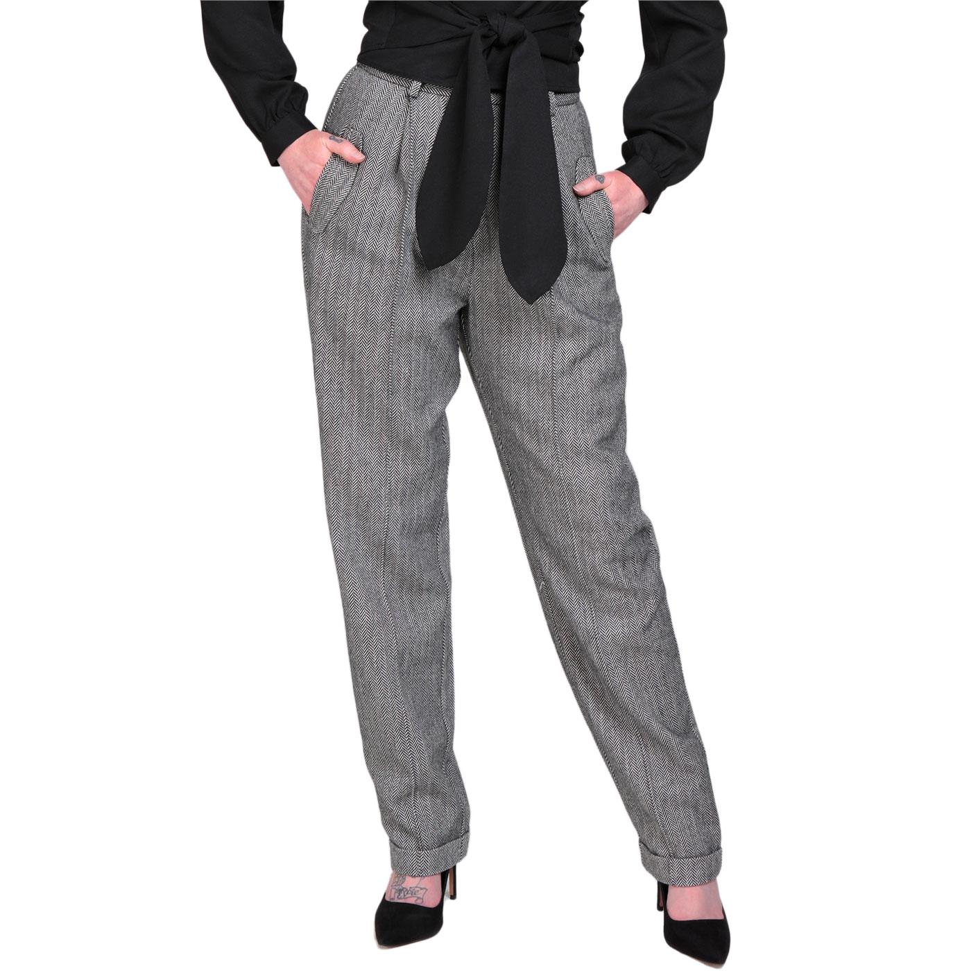 Zuri COLLECTIF Retro 40s Herringbone Trousers