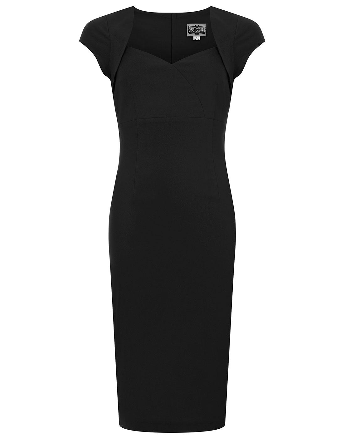 COLLECTIF Regina Bengaline Retro 50s Pencil Dress in Black