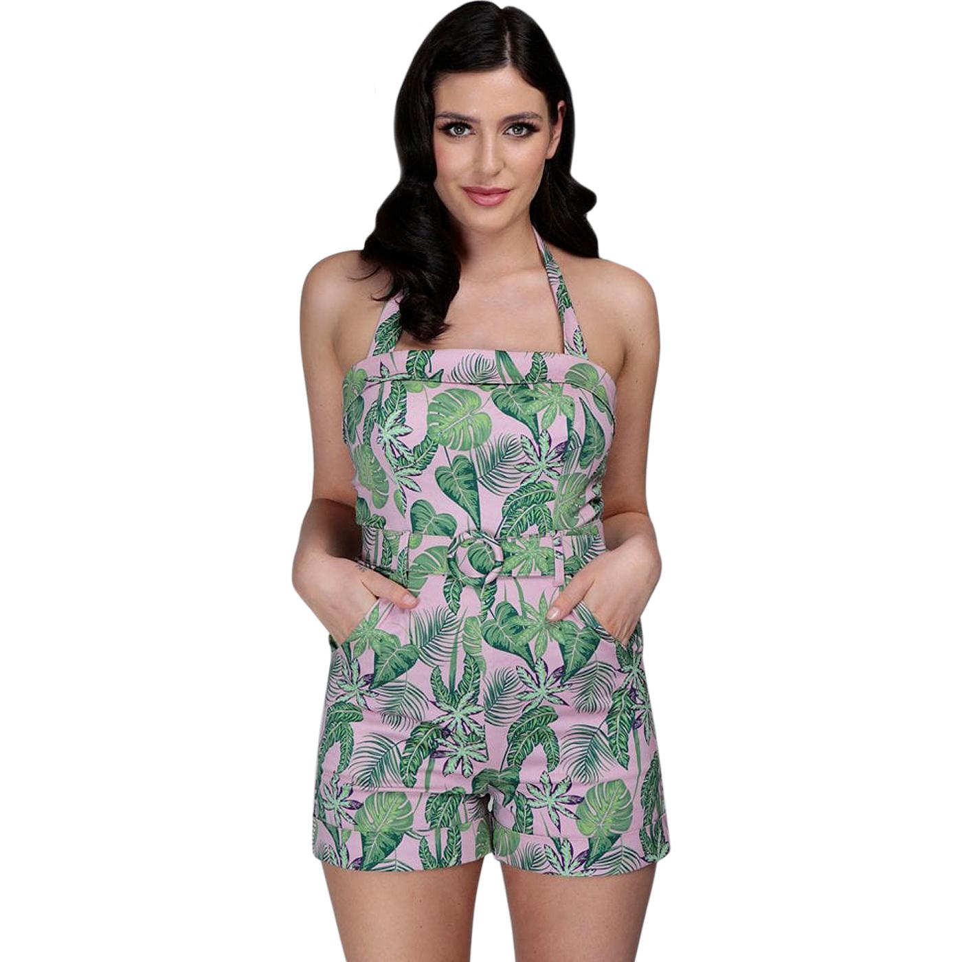 Jojo COLLECTIF Retro 50s Pink Forest Playsuit