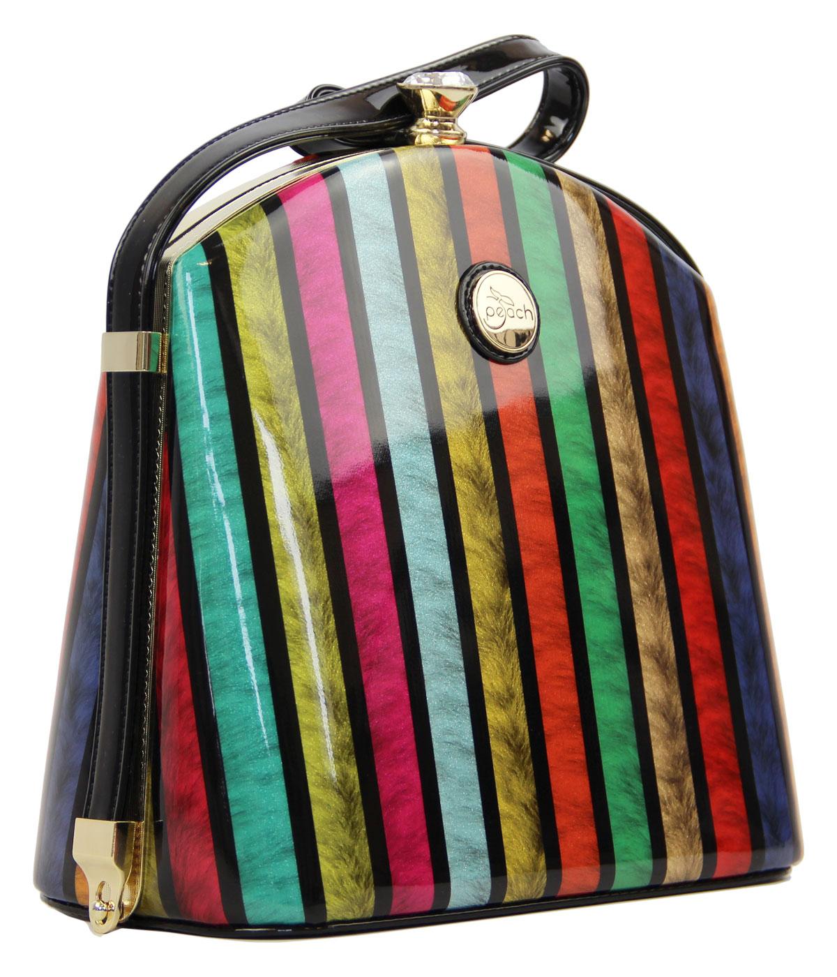 Peach Stripe Handbag Mod Retro 60's Spot Box Bag in Multi