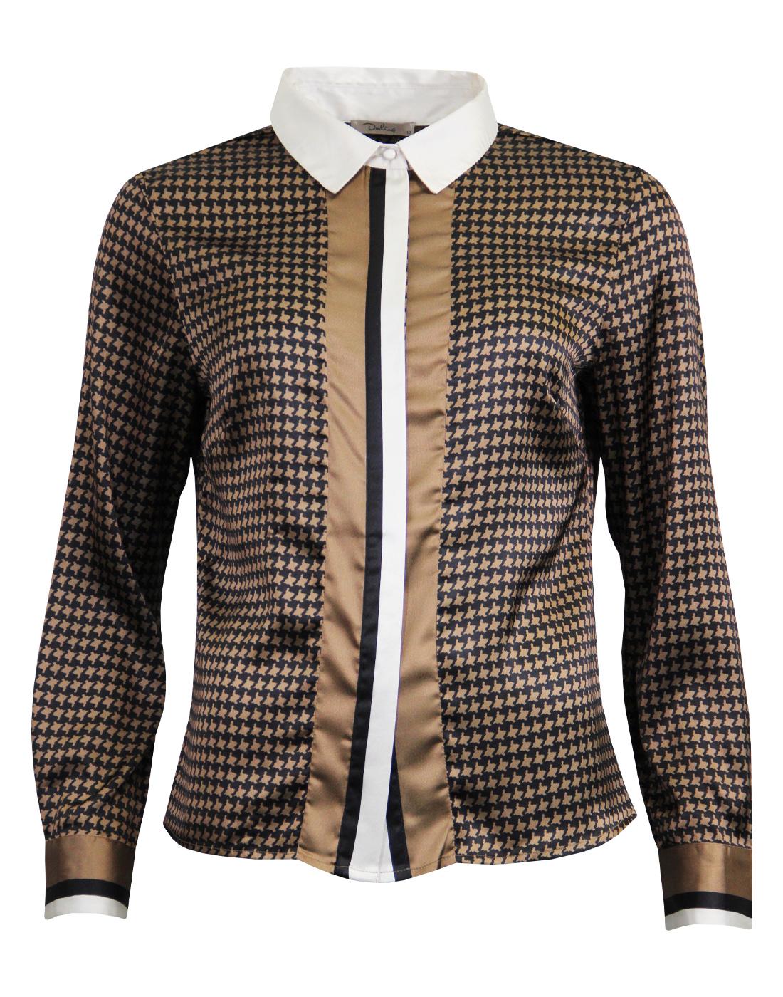 SOOKIE DARLING 60s Mod Dogtooth Stripe Panel Shirt