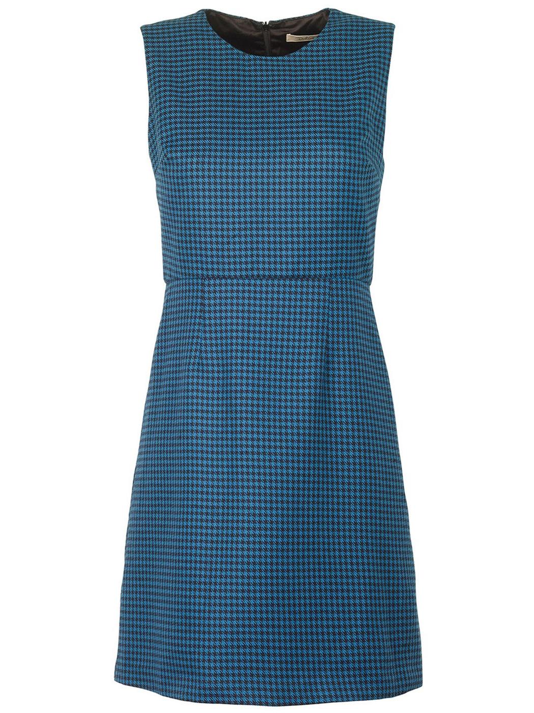 DARLING Enid Retro 60s Mod Houndstooth Check Dress in Teal