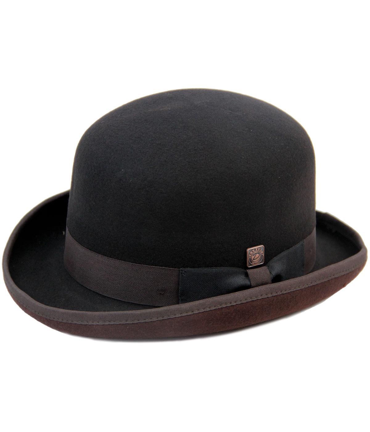 DASMARCA Brooke Retro 40s Bowler Hat in Black/Brown