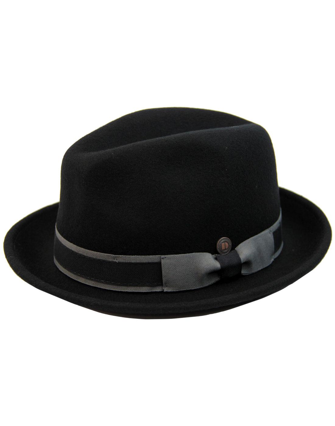 Robin DASMARCA 60s Mod Wool Felt Trilby Hat BLACK