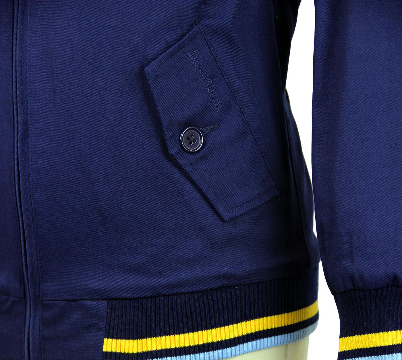 DAVID WATTS Staton Retro Indie Mod Monkey Jacket Navy/Yellow