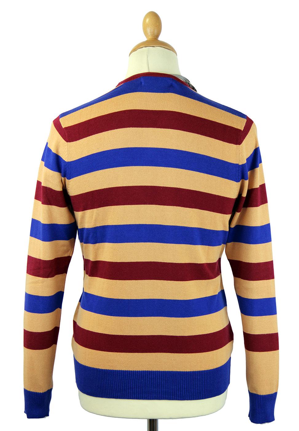 DAVID WATTS Ventura Retro 60s Mod Block Stripe Knit Jumper