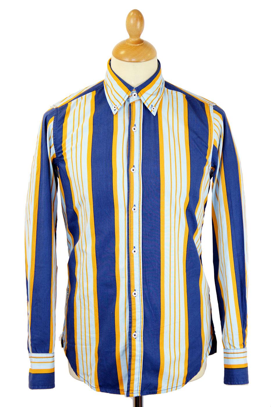 DAVID WATTS Bingley Retro Mod Multi Stripe Button Down Shirt