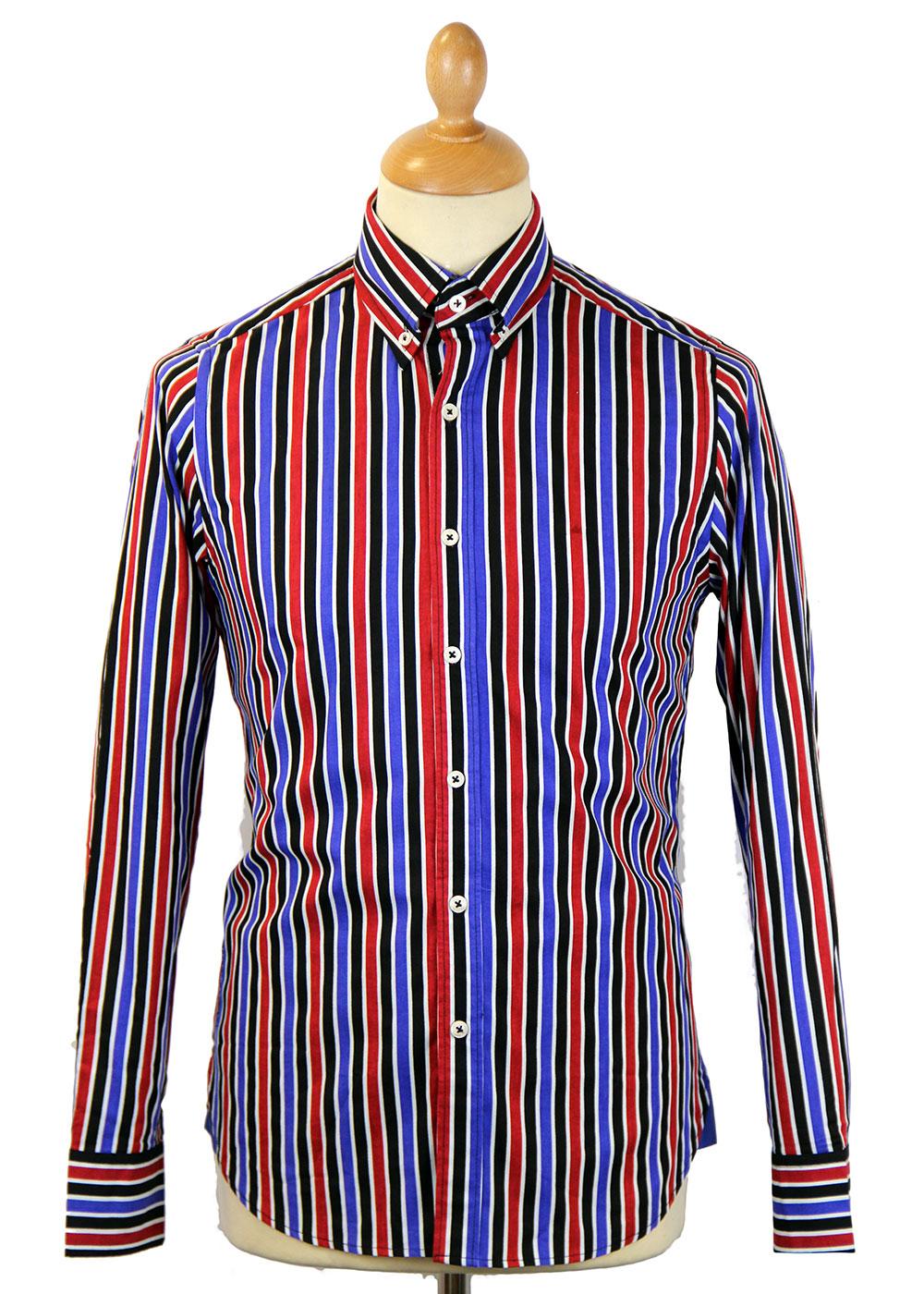 Steele DAVID WATTS Retro Mod Multi Stripe Shirt