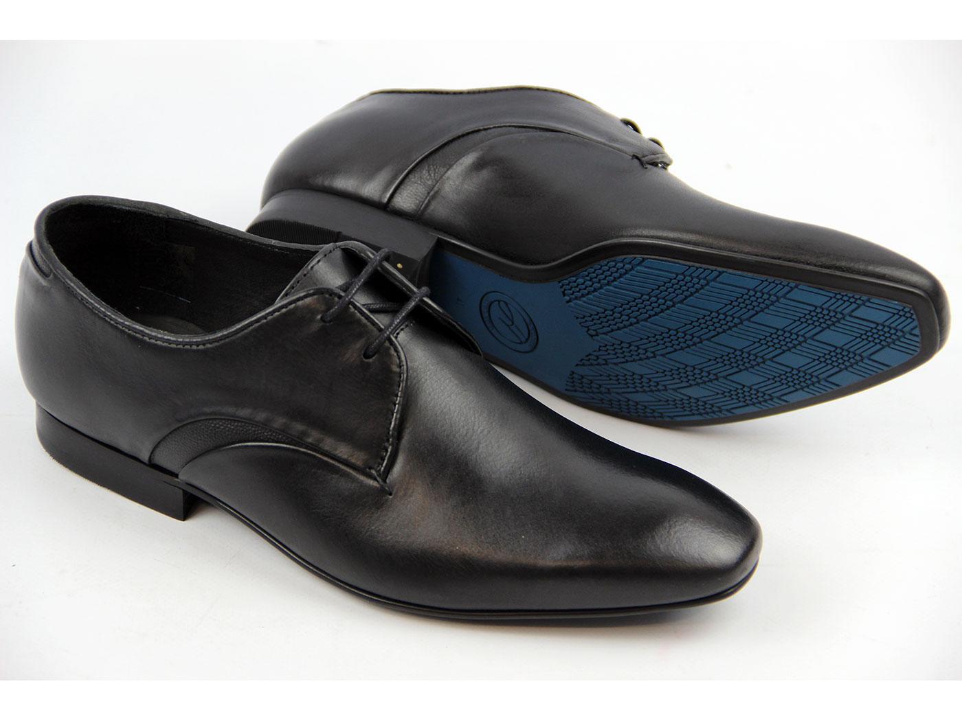 H by HUDSON Dawlish Retro Mod Chisel Toe Dress Shoes in Black