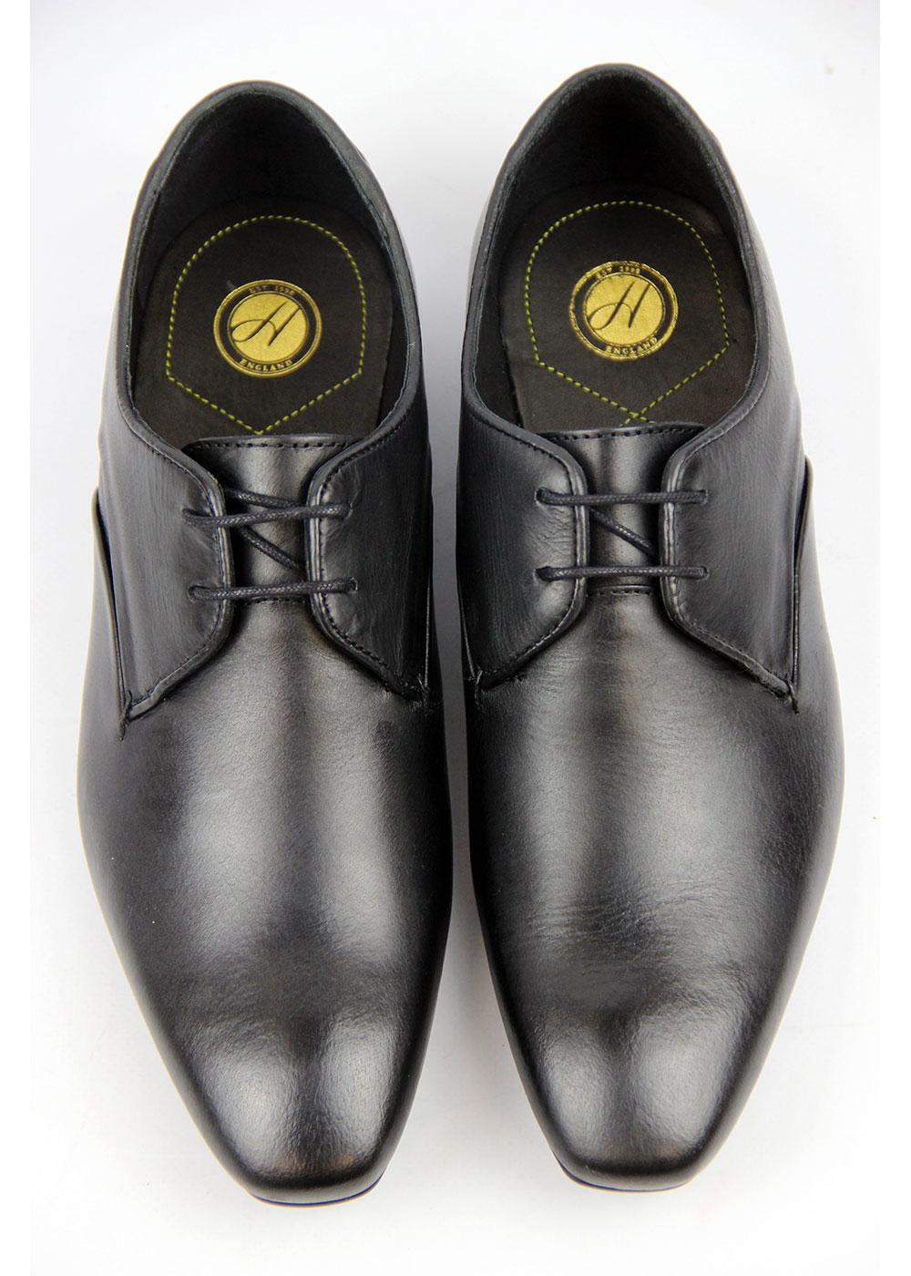 H by HUDSON Dawlish Retro Mod Chisel Toe Dress Shoes in Black
