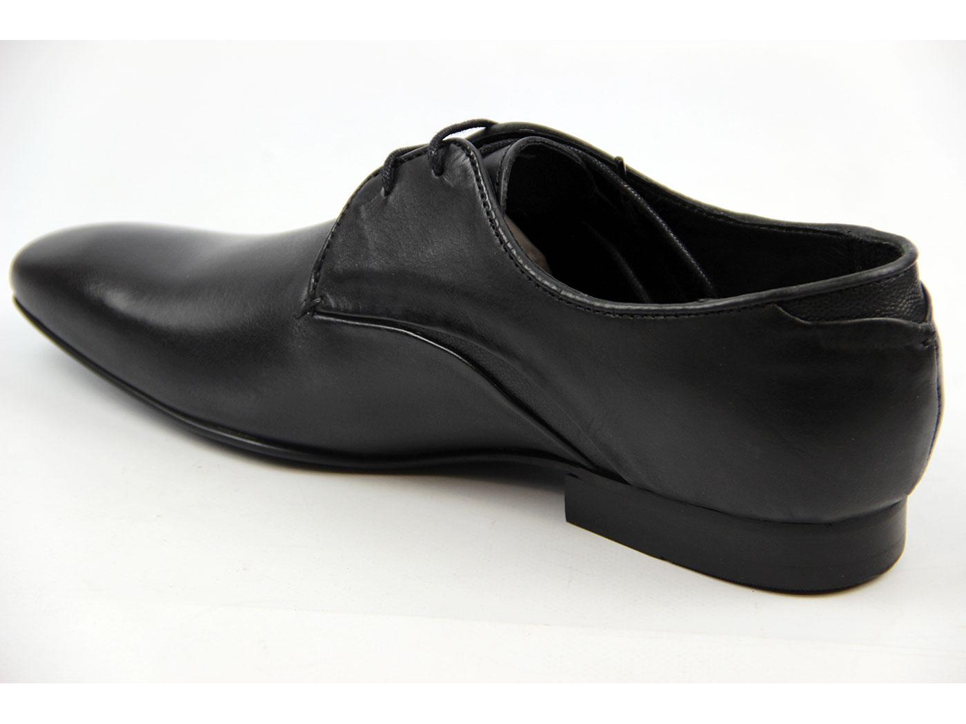 H by HUDSON Dawlish Retro Mod Chisel Toe Dress Shoes in Black