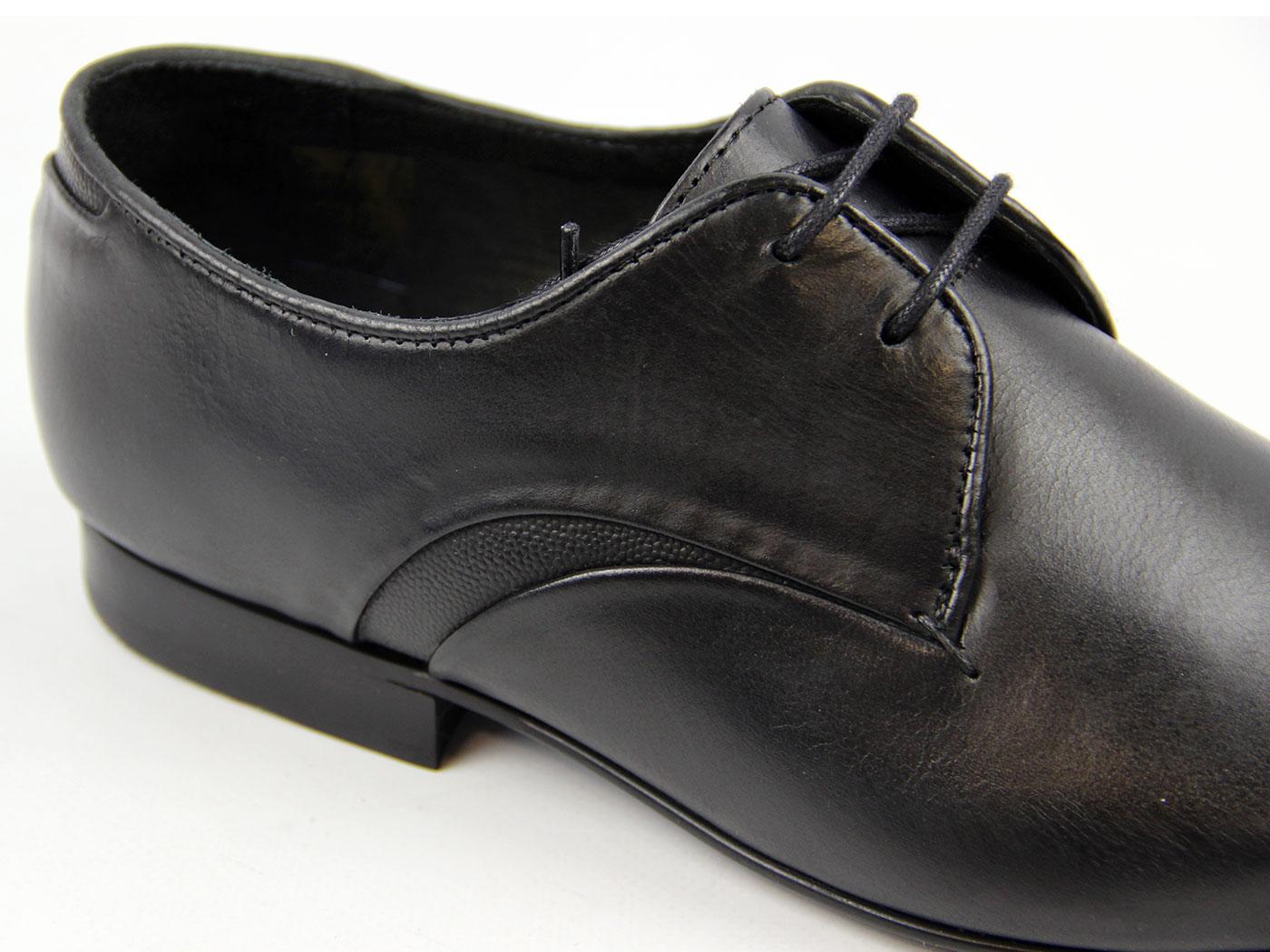 H by HUDSON Dawlish Retro Mod Chisel Toe Dress Shoes in Black