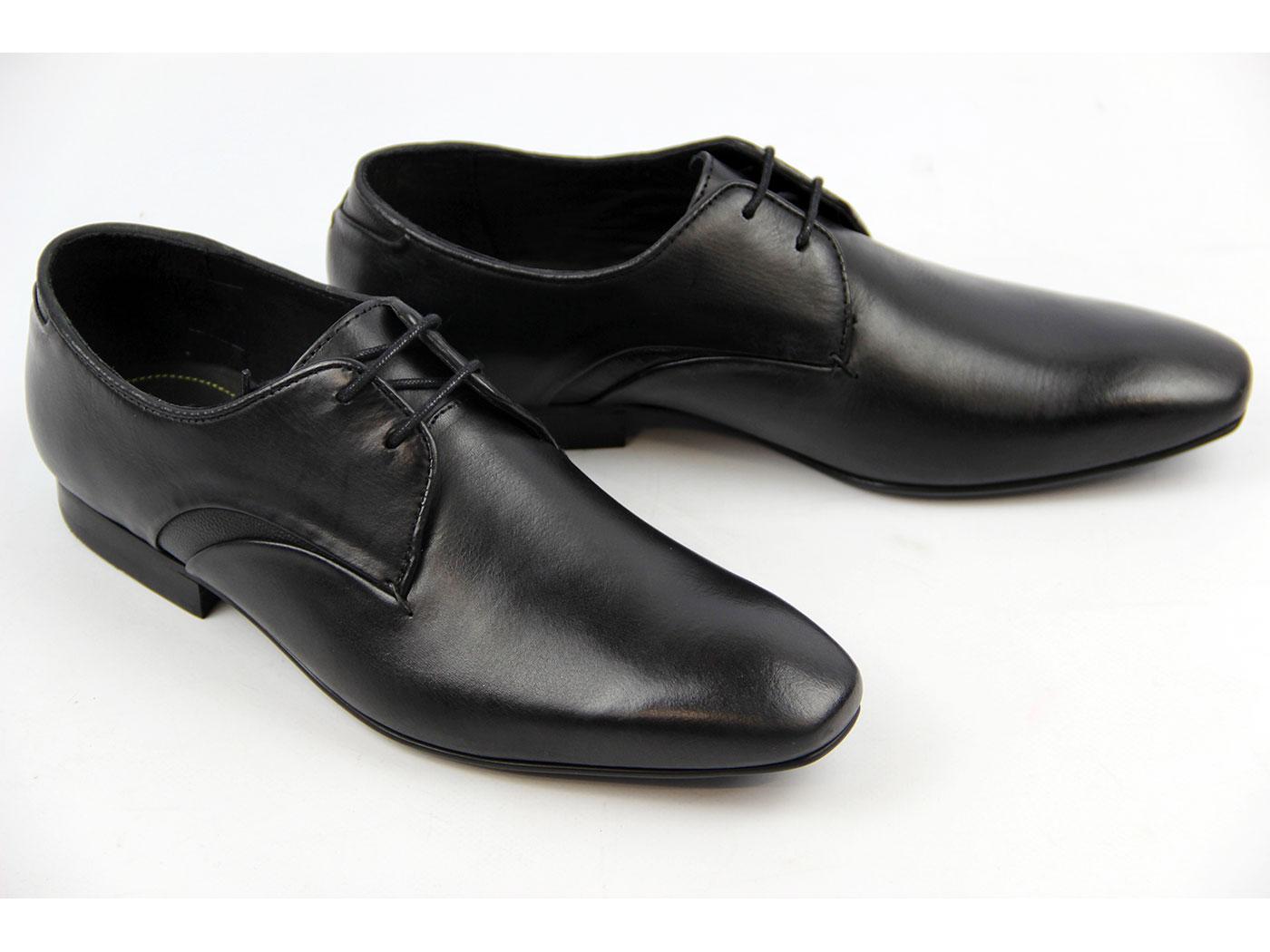 H by HUDSON Dawlish Retro Mod Chisel Toe Dress Shoes in Black