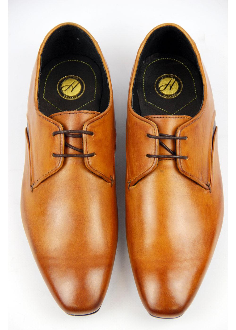 H by HUDSON Dawlish Retro Mod Chisel Toe Dress Shoes in Tan