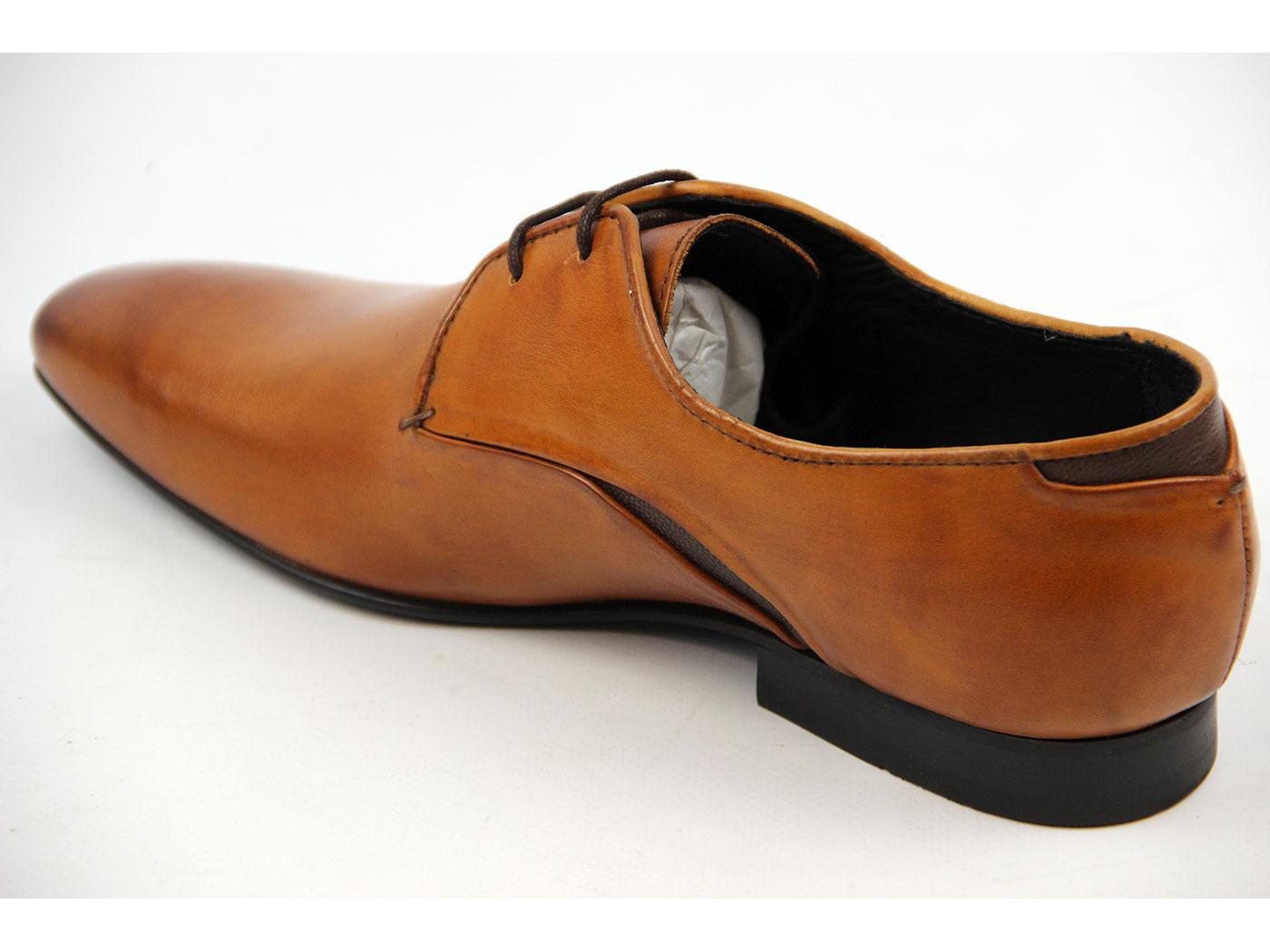 H by HUDSON Dawlish Retro Mod Chisel Toe Dress Shoes in Tan