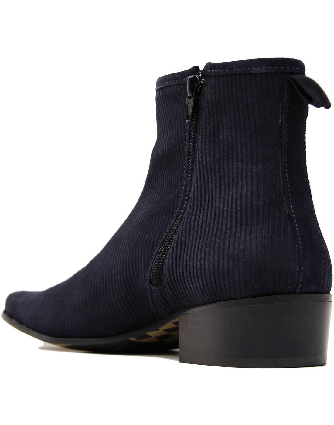 DELICIOUS JUNCTION Ziggy 60s Mod Corded Suede Zip Chelsea Boots