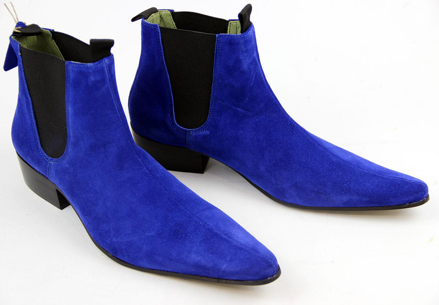 DELICIOUS JUNCTION Beatle 60s Mod Suede Cuban Chelsea Boots Blue