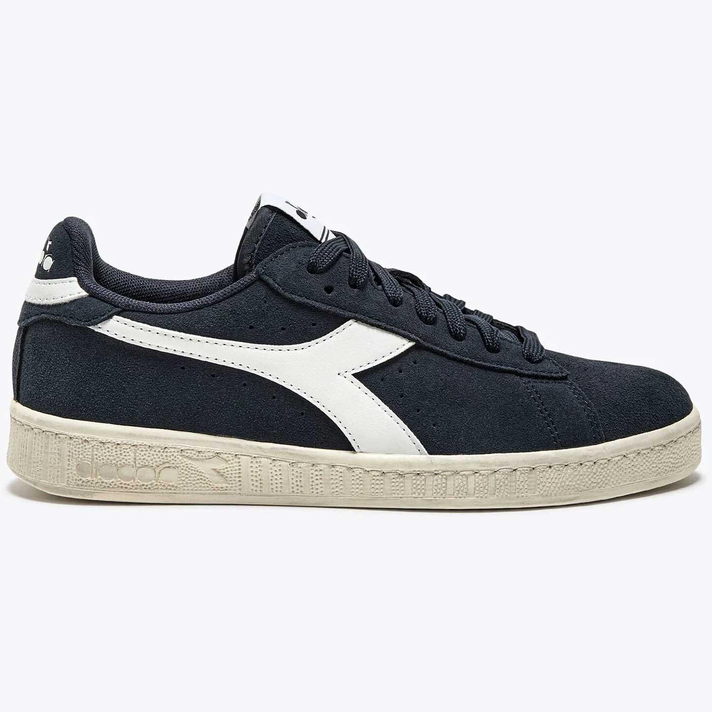 Diadora Game L Low Waxed Suede Retro Trainers Blue Denim