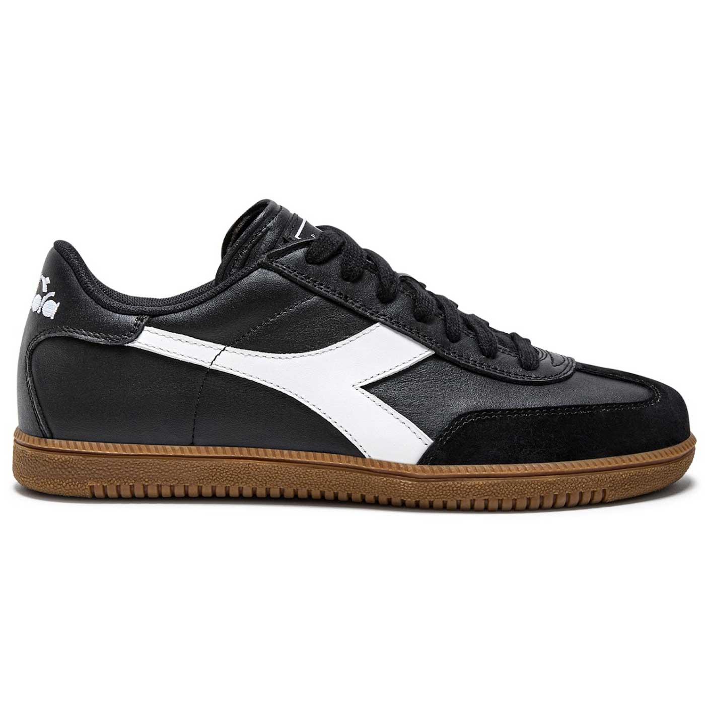 Diadora Retro 80s Terrace Style Leather Trainers in Black White