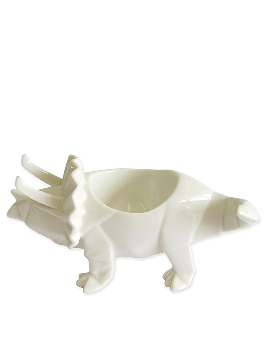 DISASTER DESIGNS Retro Triceratops Dinosaur Egg Cup in White