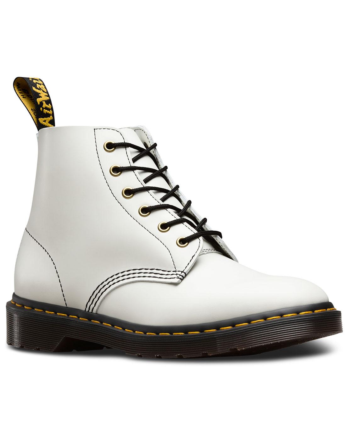 DR 101 Archive Vintage Smooth 6 Eyelet Boots in White