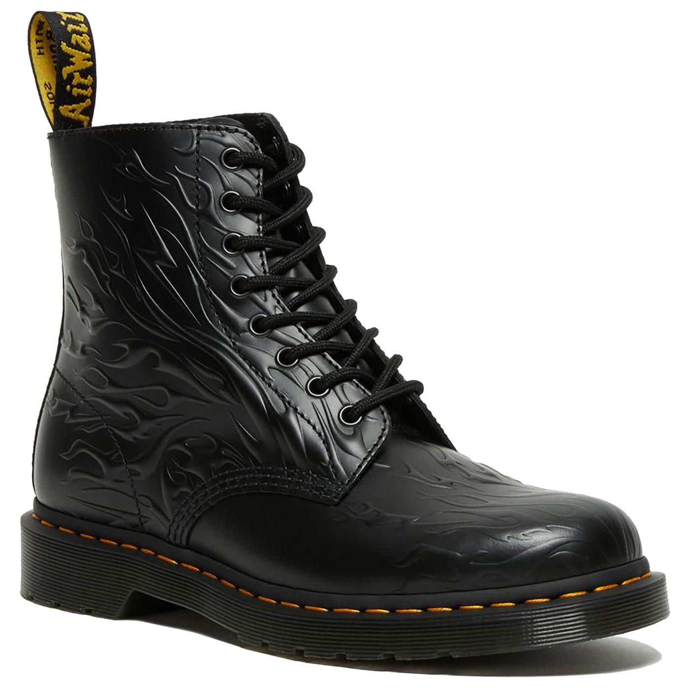 1460 DR MARTENS Womens Flame Embossed Retro Boots