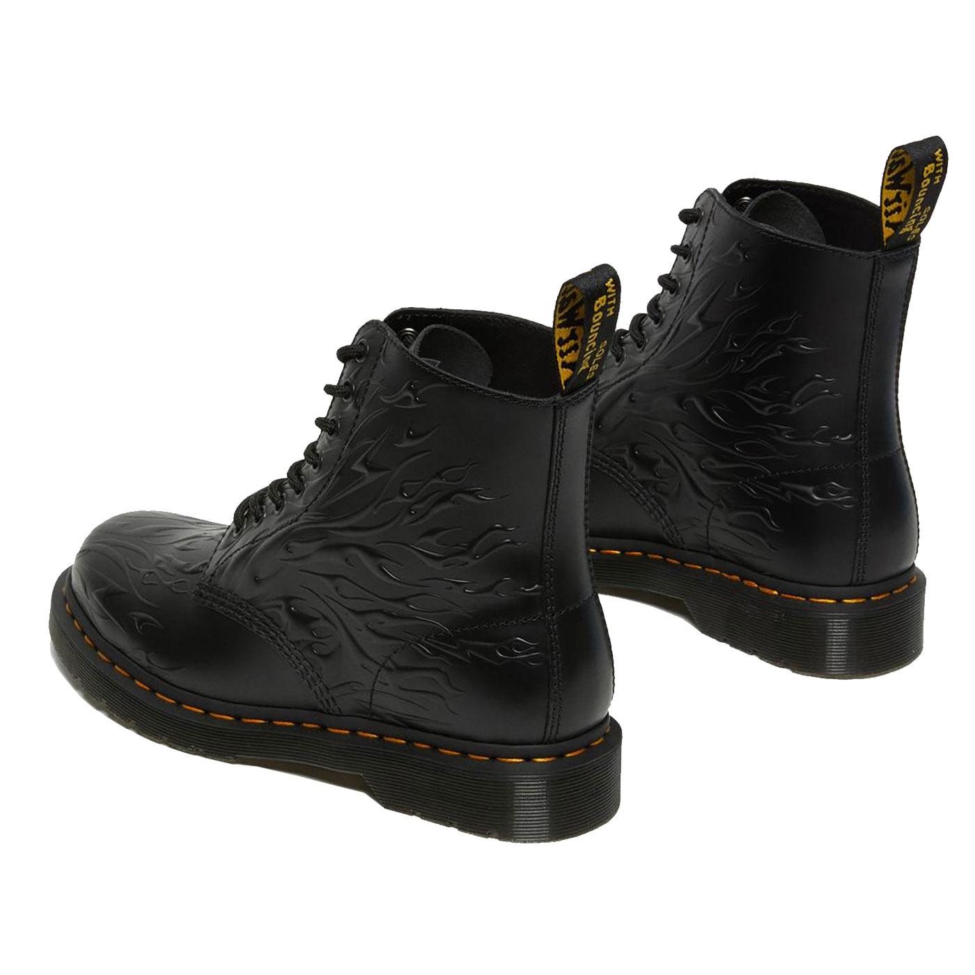 DR MARTENS Mens '1460' Flame Embossed Retro Boots in Black