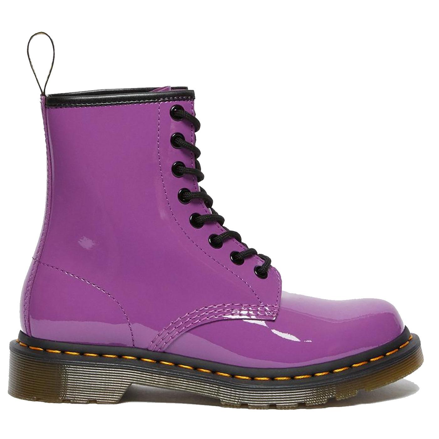 DR MARTENS 1460 Womens Patent Lamper Boots Bright Purple