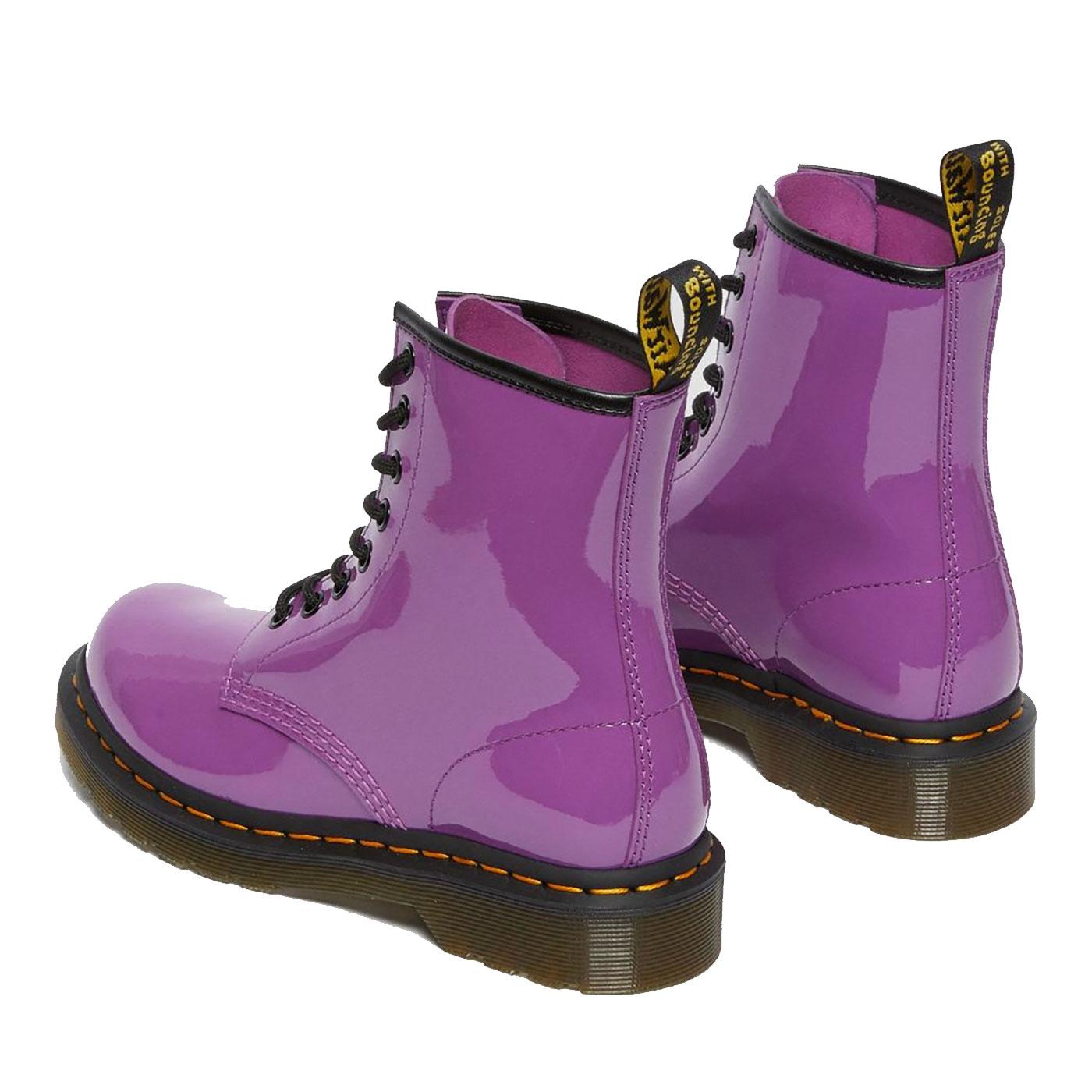 DR MARTENS 1460 Womens Patent Lamper Boots Bright Purple