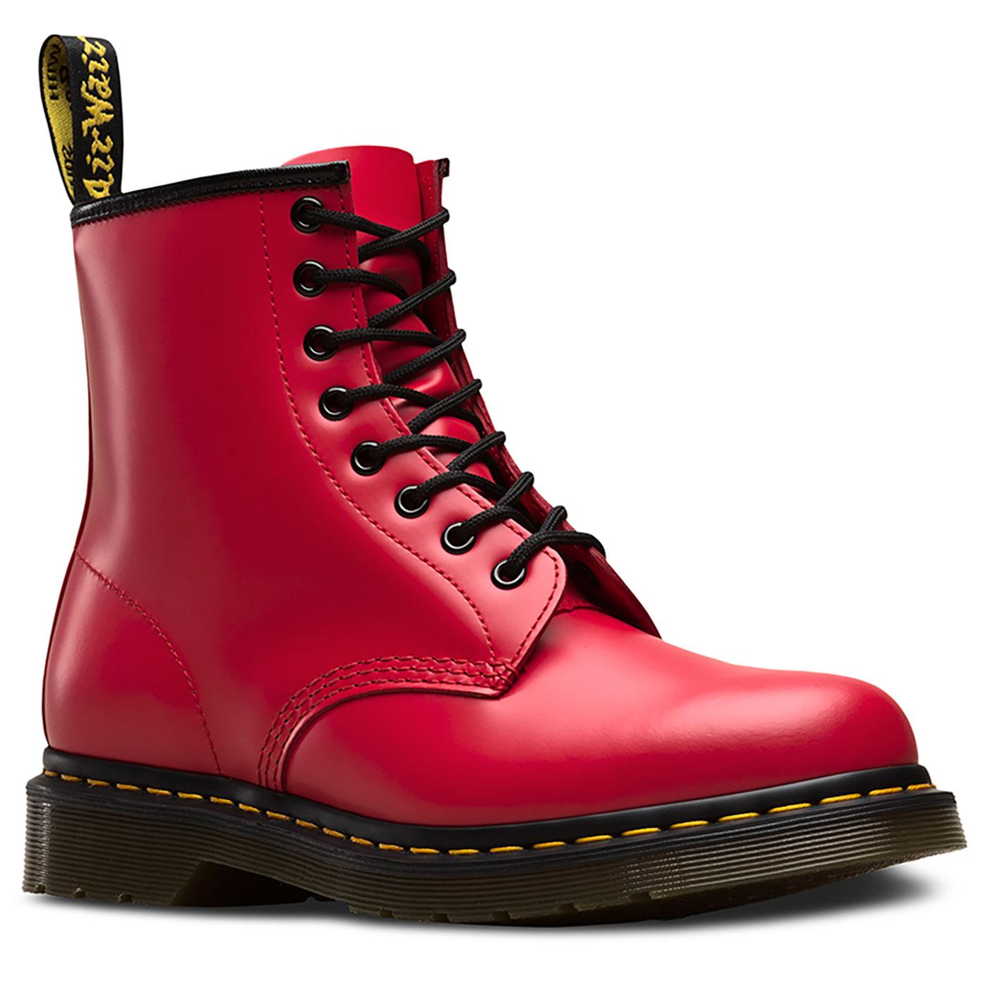 red dr martens boots