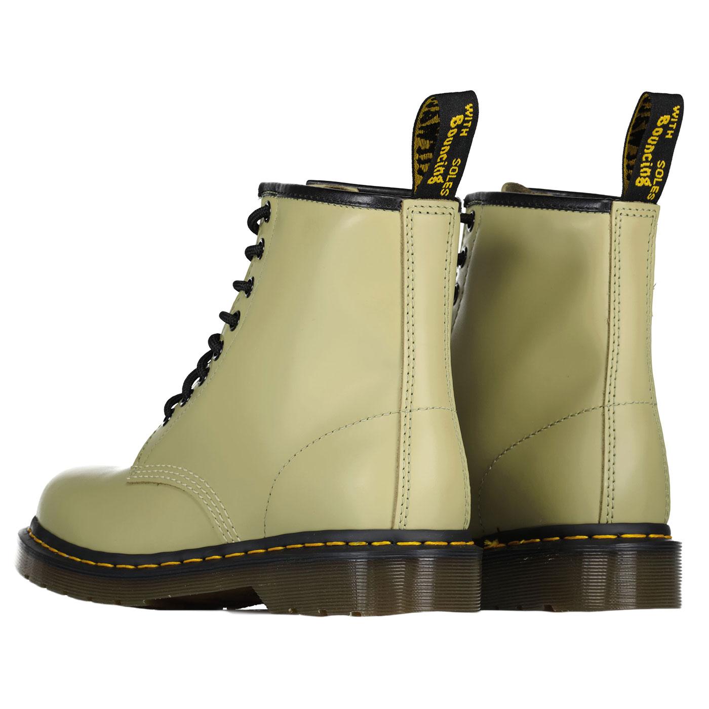 Dr Martens 1460 Smooth Leather Retro Mod Boots in Pale Olive