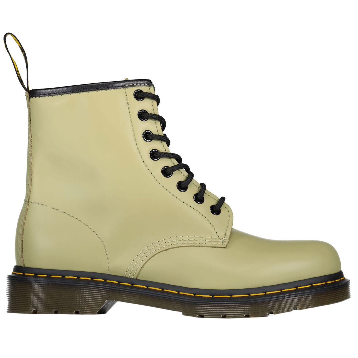 Dr Martens 1460 Smooth Leather Retro Mod Boots in Pale Olive