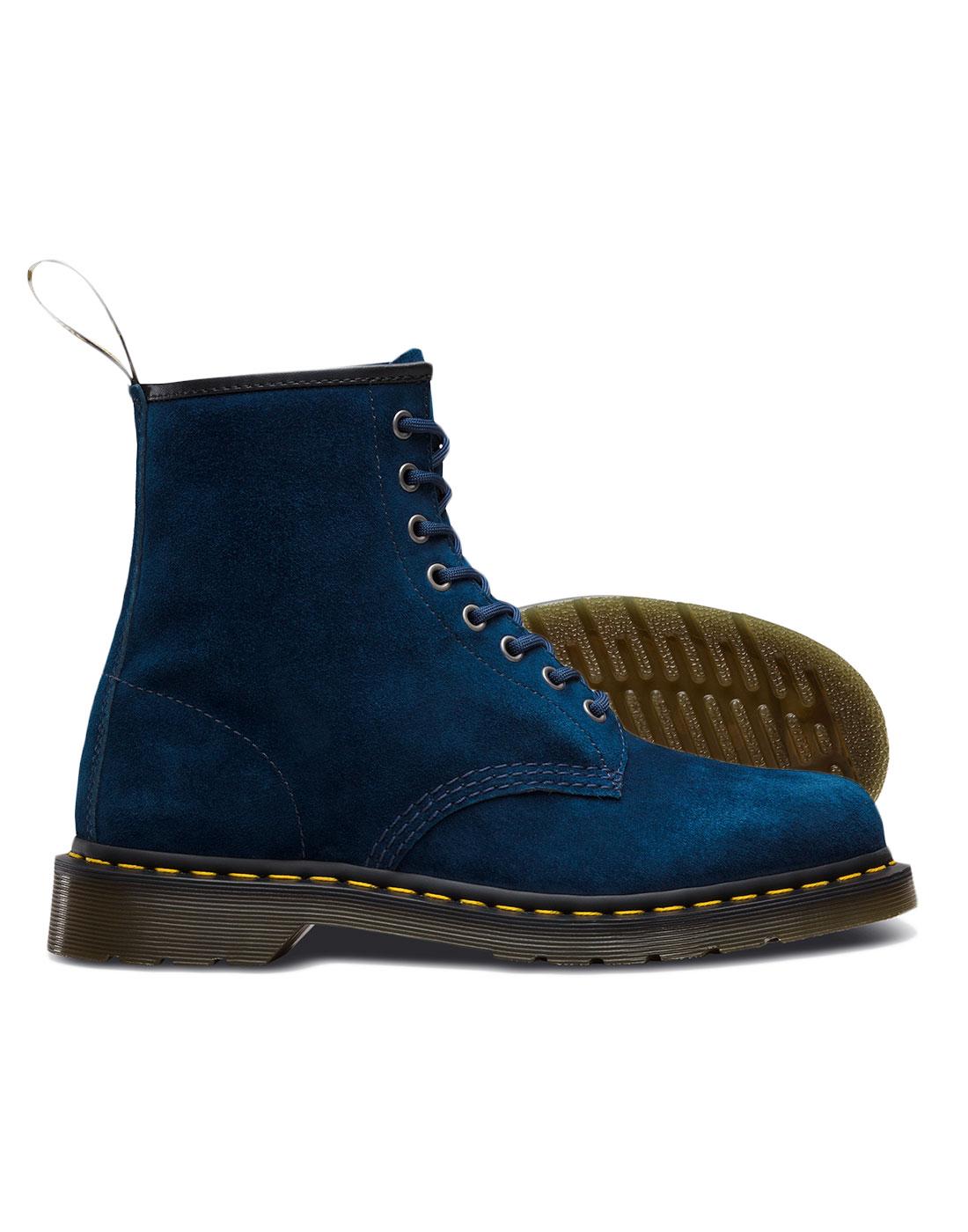 DR MARTENS 1460 Soft Buck Women's Retro 8 Eyelet Boots in Indigo