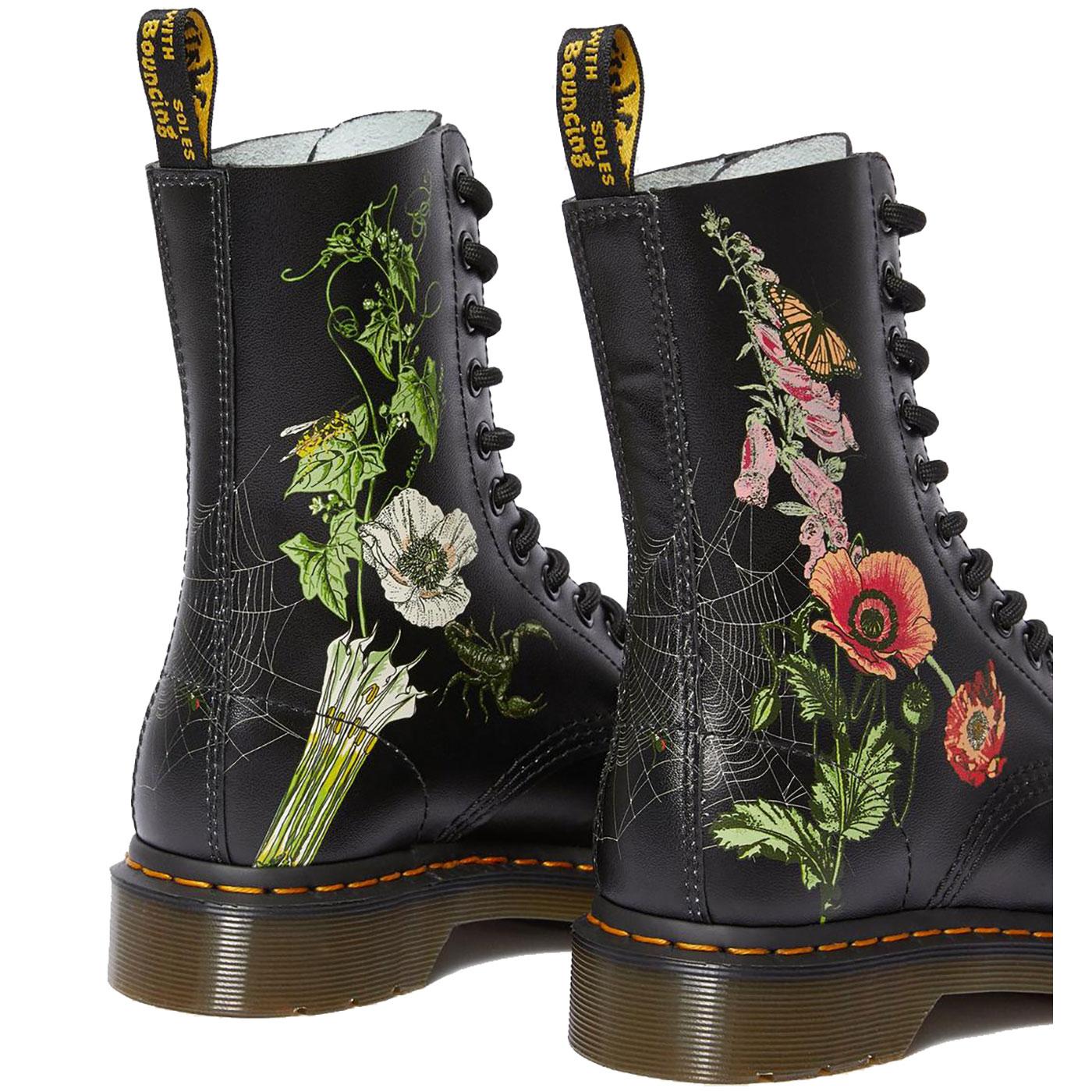 DR MARTENS '1490 Wild Botanics' Womens Floral Boots Black