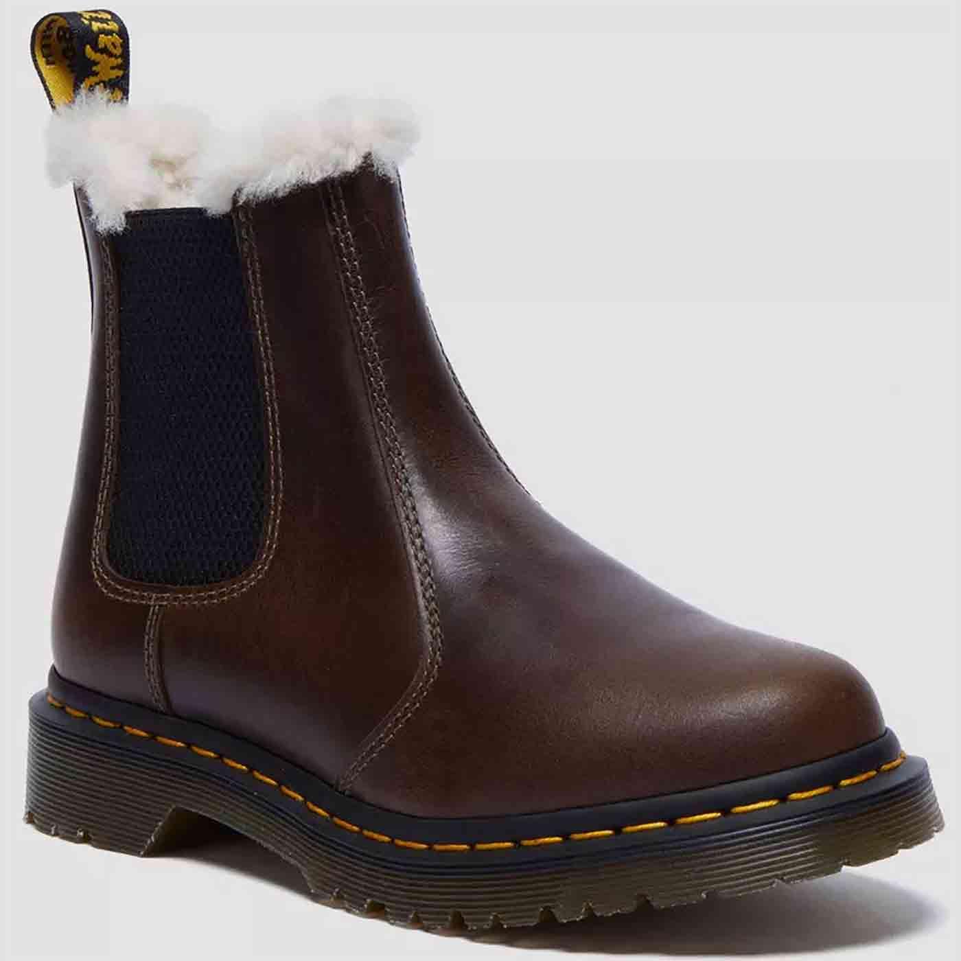 Dr Martens 2976 Faux Fur Lined Leather Chelsea Boots in Khaki