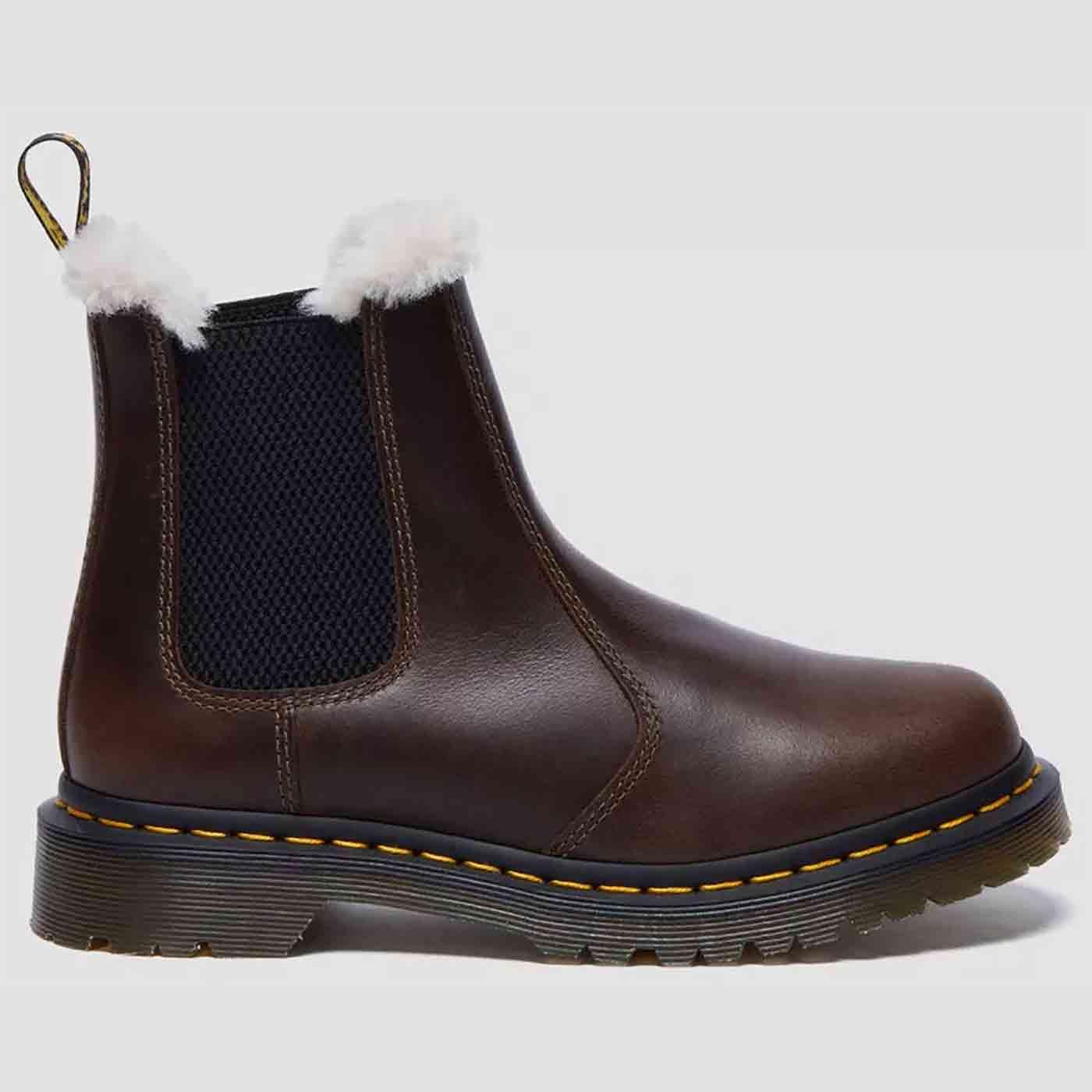 Dr Martens 2976 Faux Fur Lined Leather Chelsea Boots in Khaki