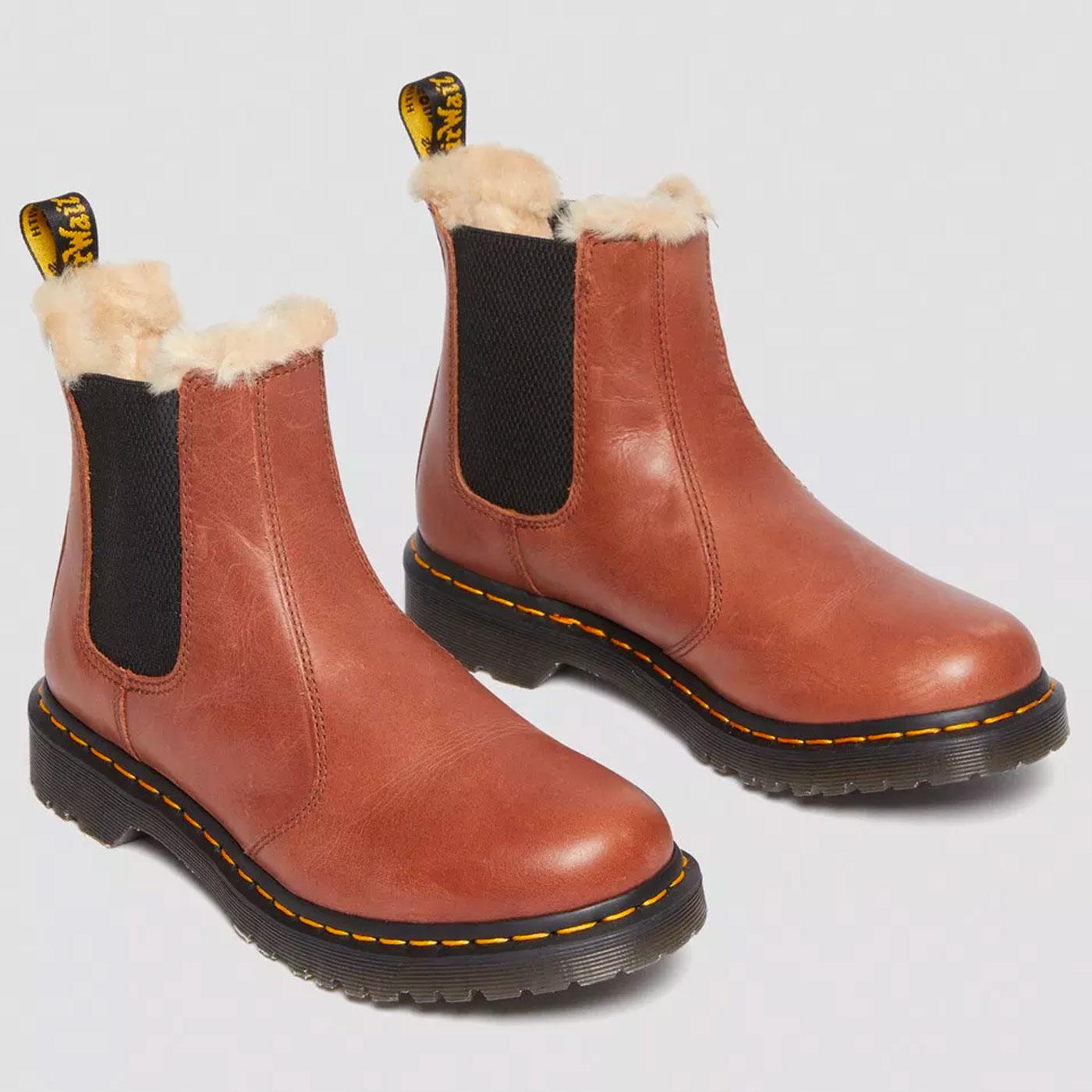 2976 Leonore DR MARTENS Faux Fur Chelsea Boots in Tan