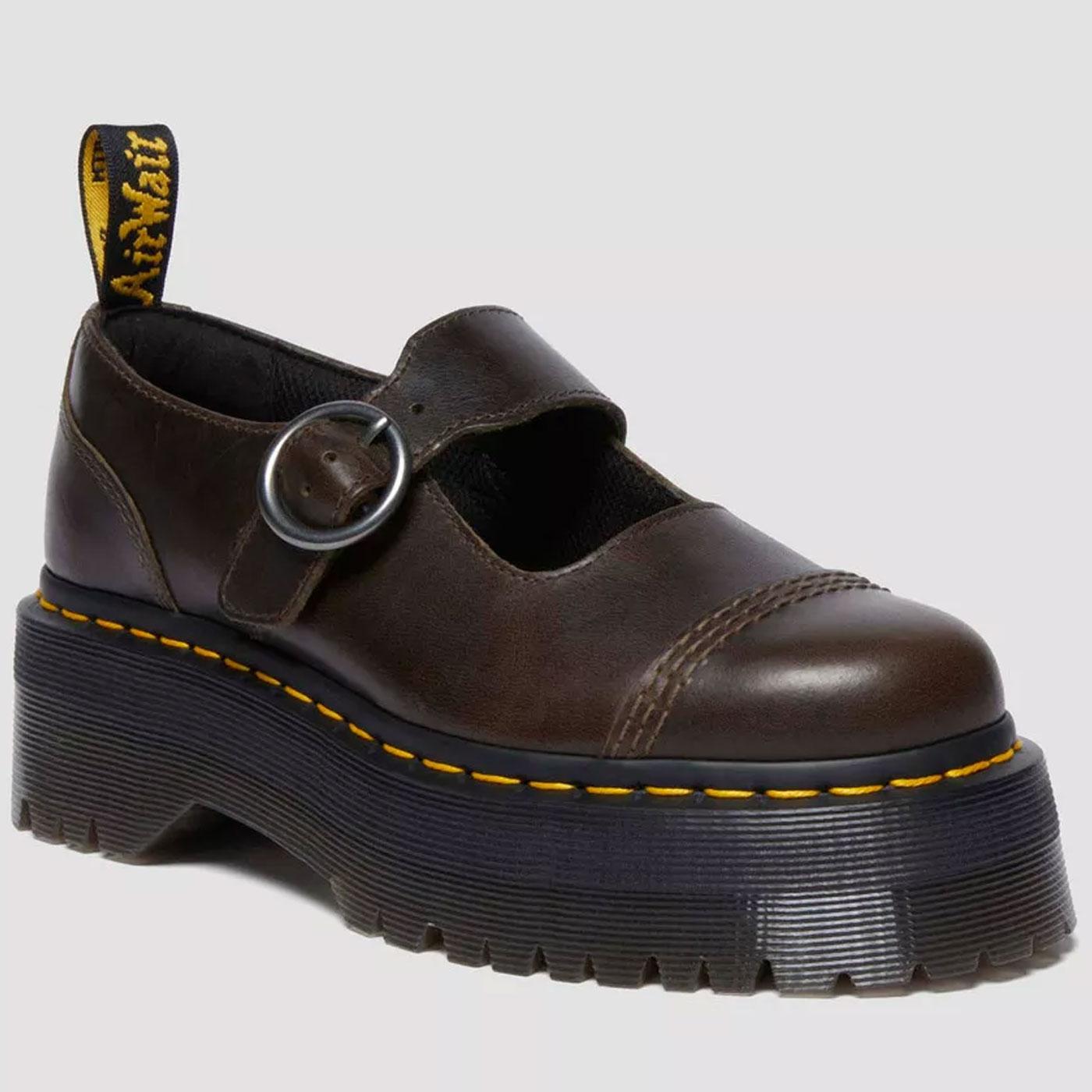 Dr Martens Retro Addina Orleans Leather Platform Shoes Brown