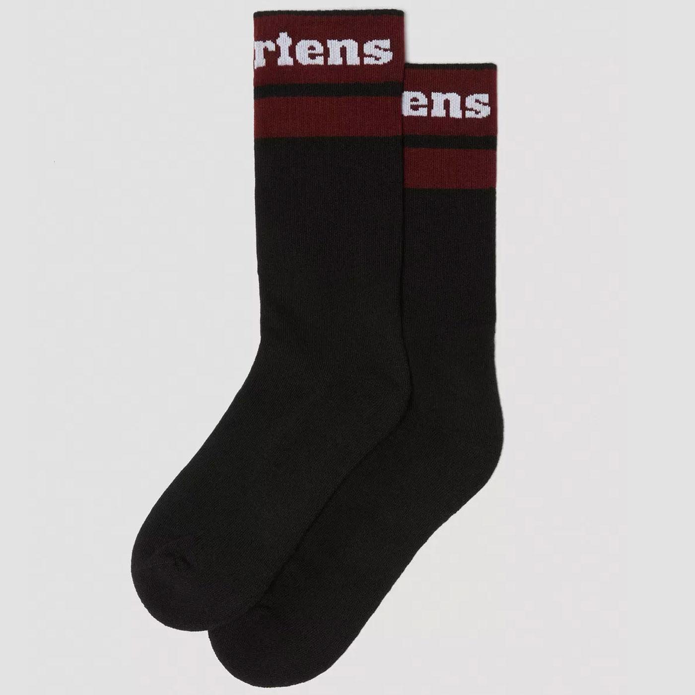 +Dr Martens Retro Athletic Logo Sock Black/Cherry 
