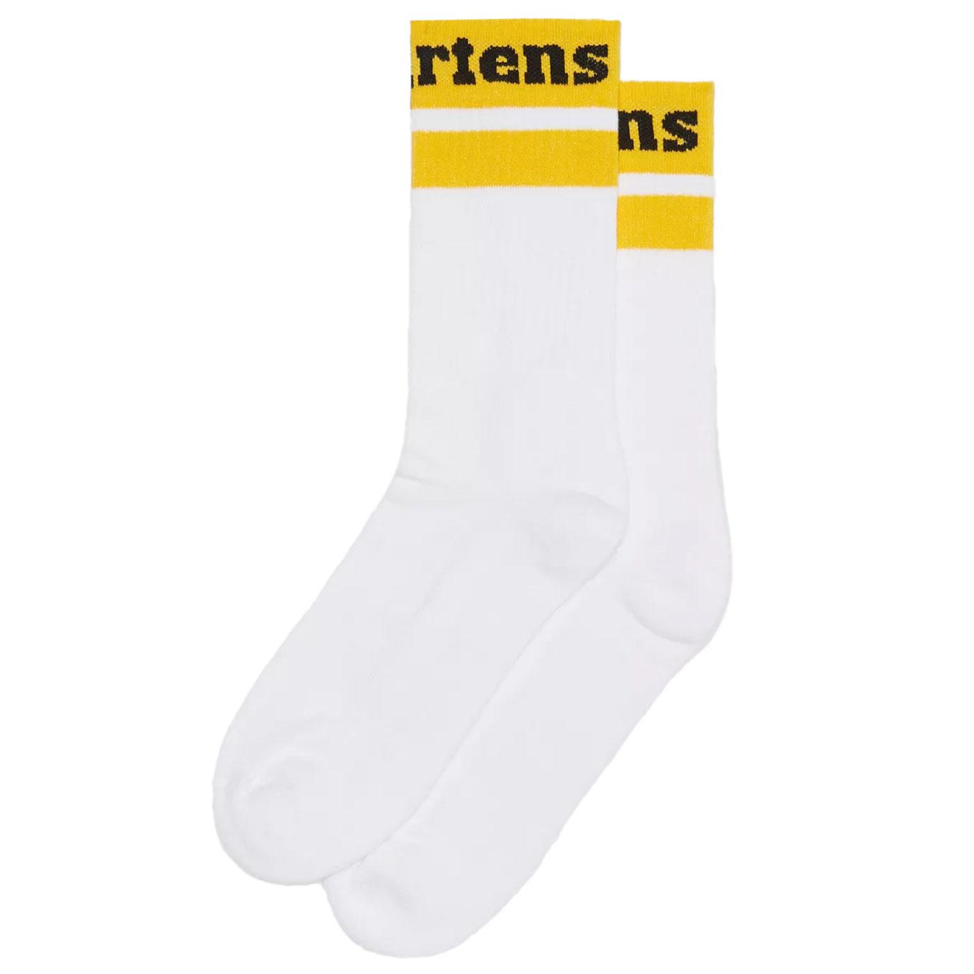 +DR MARTENS Retro Athletic Logo Socks White/Yellow
