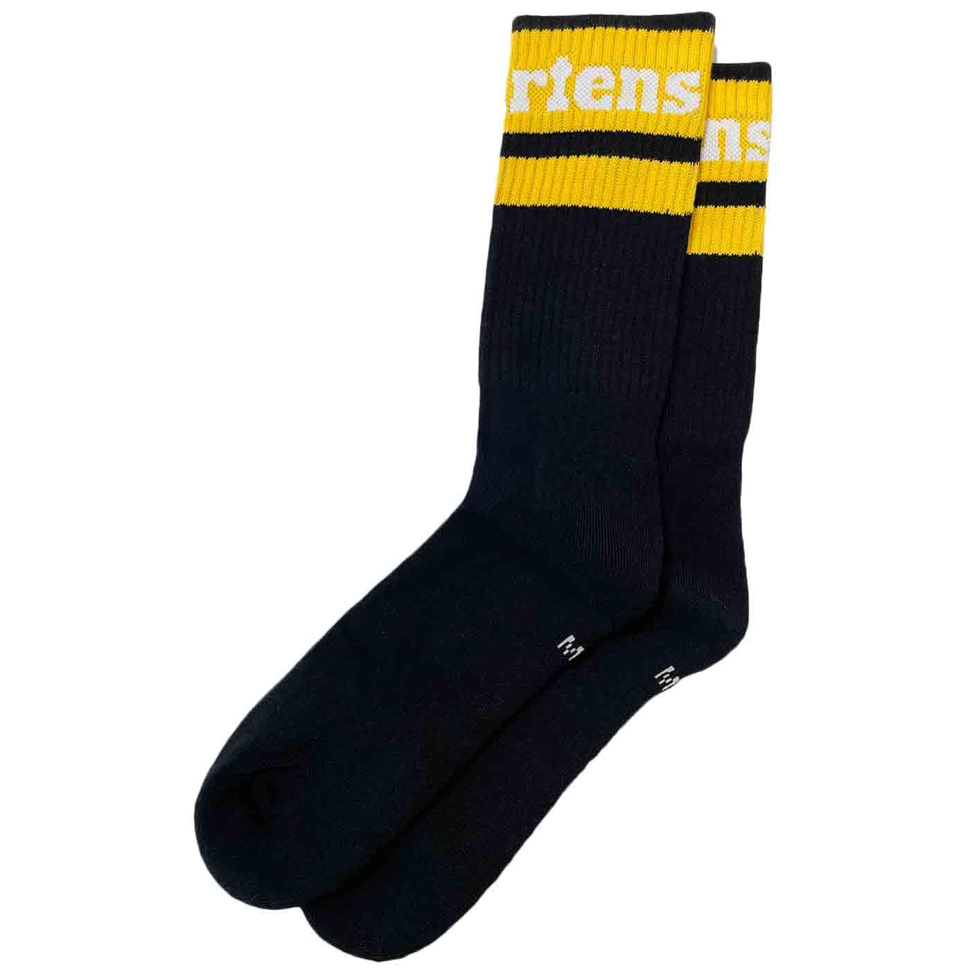 +Dr Martens Retro Athletic Logo Black/Yellow Socks