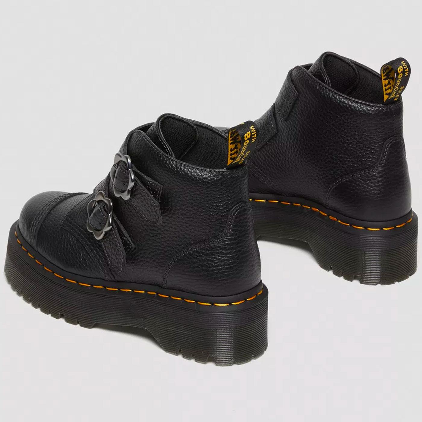 Dr Martens Women Devon Flower Leather Platform Boots Black