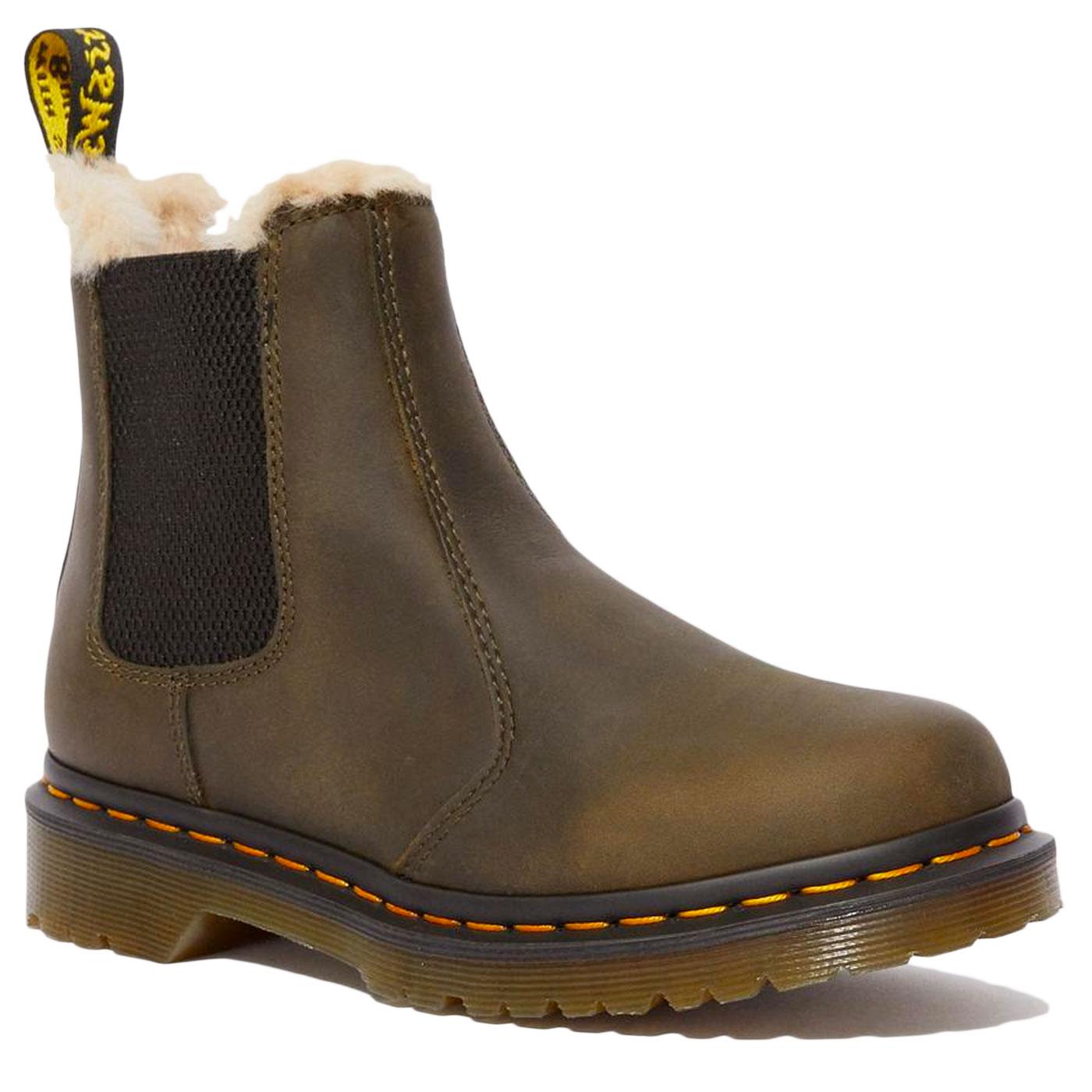 Affirm Council her DR MARTENS Leonore Olive Fur Lined Winter Ankle Boots